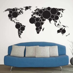 Cirkel Verdenskort Wallsticker