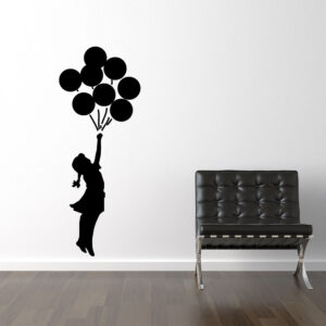 Image altBanksy Flyvende Balloner Sort Wallsticker