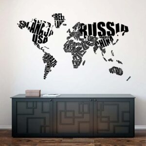 Verdenskort Med Bogstaver Wallsticker