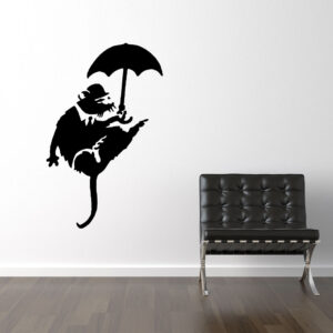 Banksy Rotte Med Paraply Wallsticker